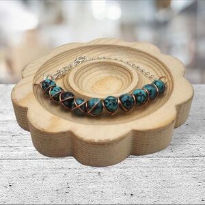 Handmade Wire-wrapped Adjustable Turquoise Beaded Bracelet